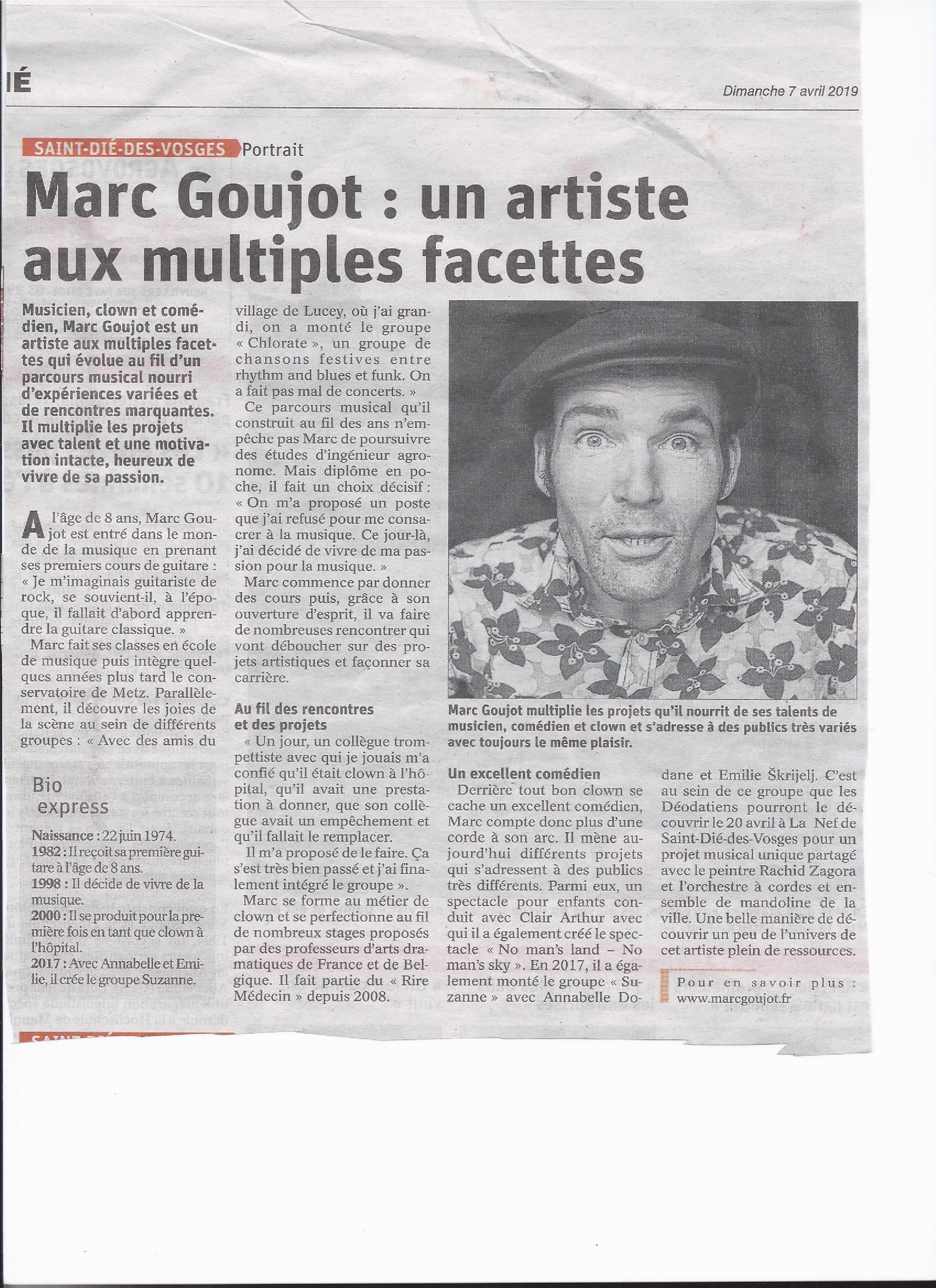 19 04 07 Vosges Matin Marc Goujot